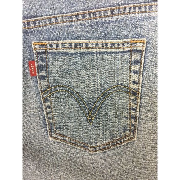 Levis 315 Womens Shaping Boot Cut Jeans Size 6M Distressed Blue Stretch 5 Pocket - Picture 3 of 12